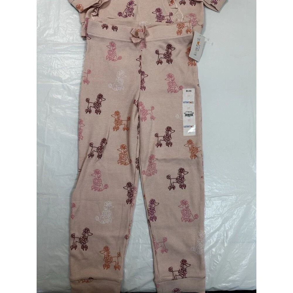Garanimals Girls Pink Poodle Graphic Print Knit 2-Piece Pajama Set 5T